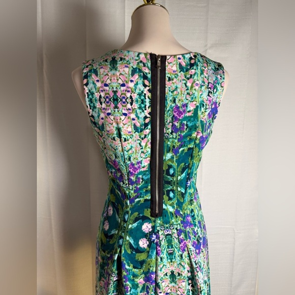 Cynthia Rowley Green and Blue Pleated Mini Dress - Picture 2 of 11